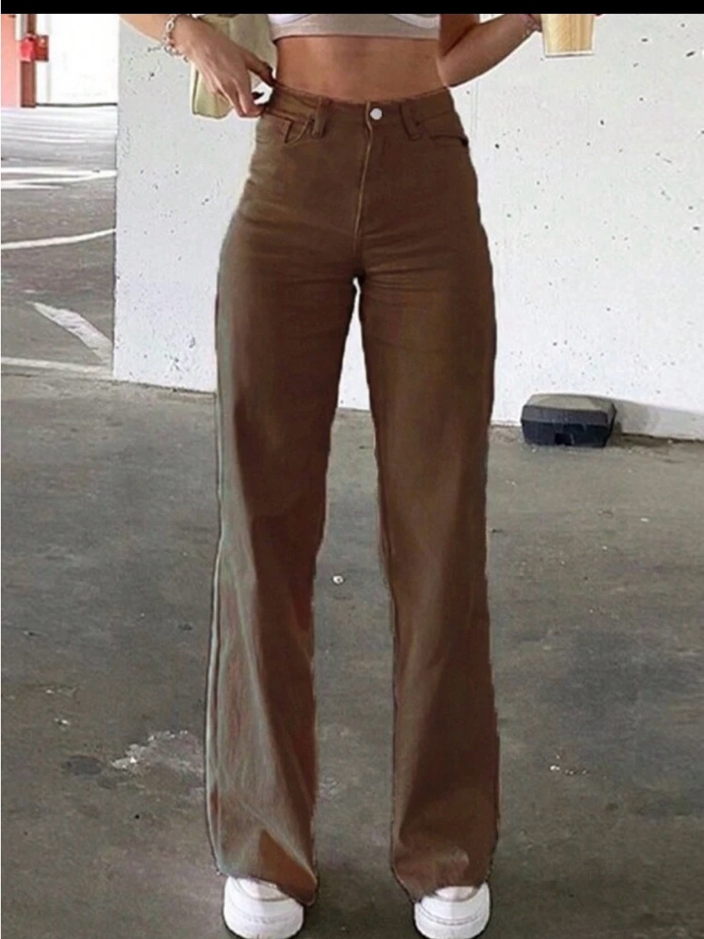 SHEIN Brown High-Waist Boot Cut Pants